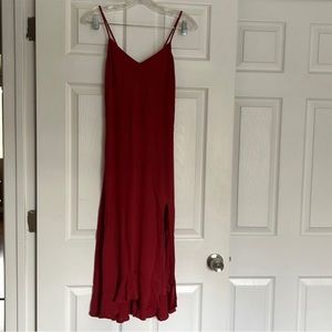 A&F Muted Red Ruffle Trim Midi Dress XS